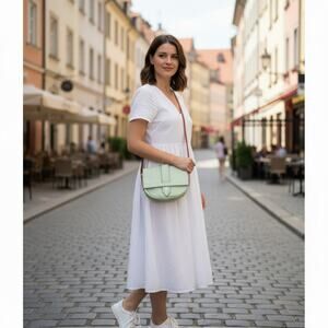 Uzbekistan Leather Crossbody Bag Green Small Women’s OOAK Minimalist Purse